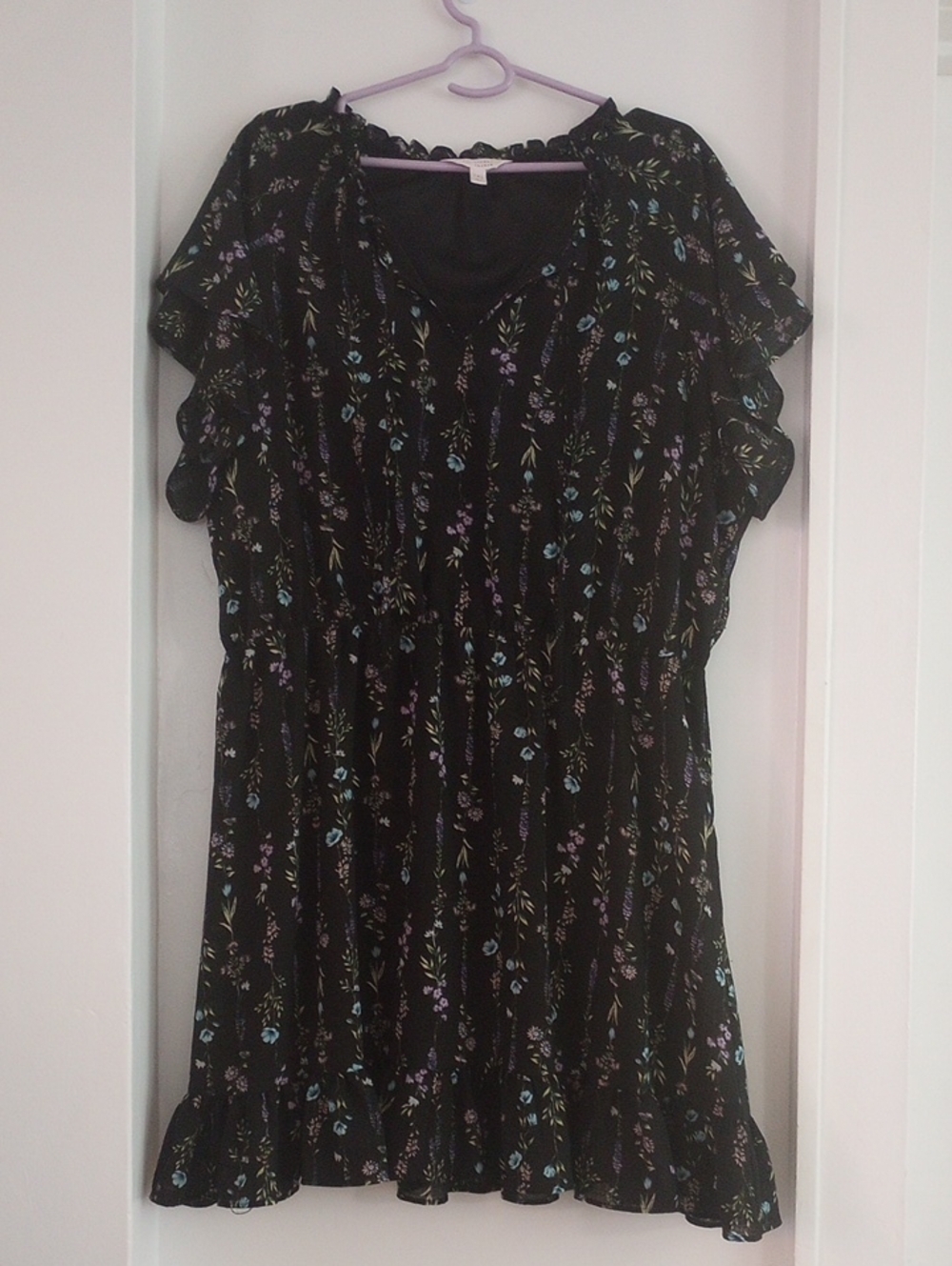 LC Lauren Conrad Black Floral Cottagecore Dress Size XXL